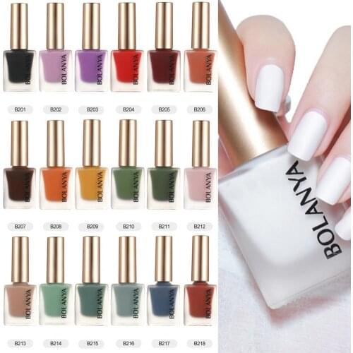 BOLANYA 10ml/1Bottle Matte Nail Polish Matt Top Coat Lusterless Nail Art Dull Polish Manicure Gel Nail UV LED Gel 15 Colors