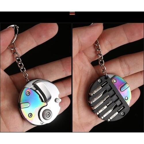 Multitool mini folding knife with screwdriver outdoor portable coin knife keychain EDC knife hunting camping survival tool
