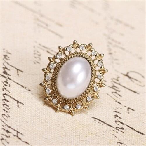 Fashion Hot Sale New Arrival Amazing Retro Simulated Pearl Shiny Rhinestone Ring