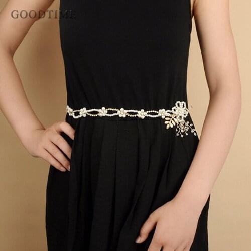 Fashion Bridal Belts Make By Pearls Beaded Golden Belt Wedding Sash Belt Headband For Bride Women Party Wedding Accessories