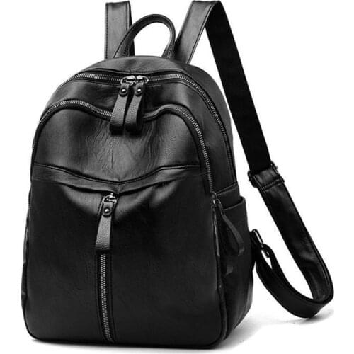 Women Backpack Fashion PU Leather Solid Color Shoulder Bag Casual Travel Ladies Large Capacity Handbags Student School Bags