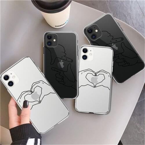 Fashion Transparent Cartoon Art Gestures Phone Case For iPhone 11 12 Pro X XR XS Max 7 8 Plus SE 2020 Shockproof Soft TPU Cover