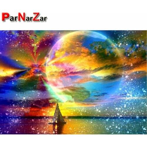 ParNarZar Diamond Painting Color Moon Starry Sky By Number Kits Full Drill Rhinestone Embroidery Cross Stitch Picture Art Craft