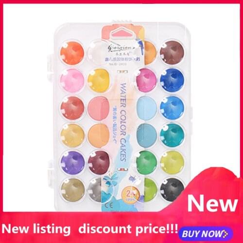24 Colors Solid Watercolors Paint Set Portable Paint Brush WaterColors Brush for Beginner Painting Drawing Art Supplies#G3