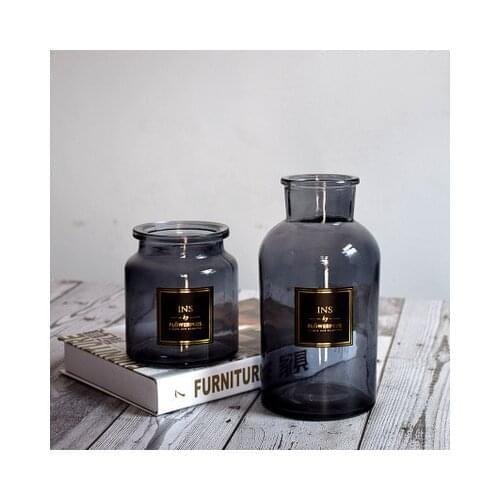 A set Vases Transparent Glass Vase Decoration Home Stickers Ins Hydroponics Decoration Flower Vases Glass Vase For Flower