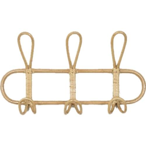 Ins Rattan Wall Hooks Kids Garments Organizer Rack Clothes Hat Hanging Hook Rattan Hanger Kids Room home Decor