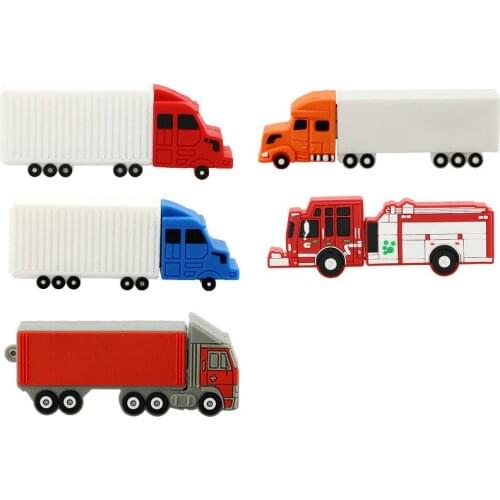 Hot Cartoon Mini Pendrive Fire Truck Usb Flash Drive Fire Engine Pen Drive U Disk 4GB 8GB 16GB 32GB Flash Memory Sticks Storage