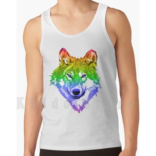 Rainbow Wolf tank tops vest sleeveless Wolf Rainbow Fox Dog Hunt Hunting Howl