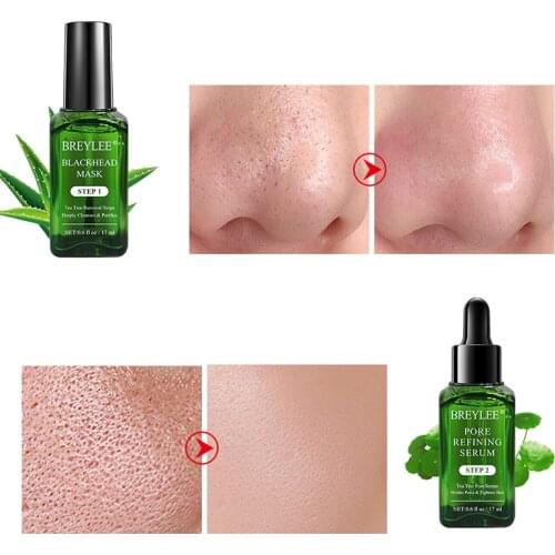 Plant Extract Blackhead Mask 17ml Anti Allergy Sooth Skin Shrink Pores Face Serum 17ml Tea Tree Removal Strips Set 100pcs Paper