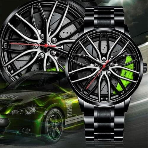 Mens Luxury Watches Sports Car Watches 3D Sport Rim Hub Wheel Wristwatch Car Quartz Mens Watches Creative Relogio Masculino