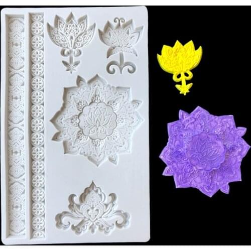 Fondant Silicone Mold Retro European style embossed lace Rich Flower Cake Chocolate Decoration tools