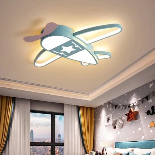 Modern LED Airplane Ceiling Light with Remote Dimmable Aircraft Chandlier Pink Lighting for Kids Boys Bedroom Childrens Room