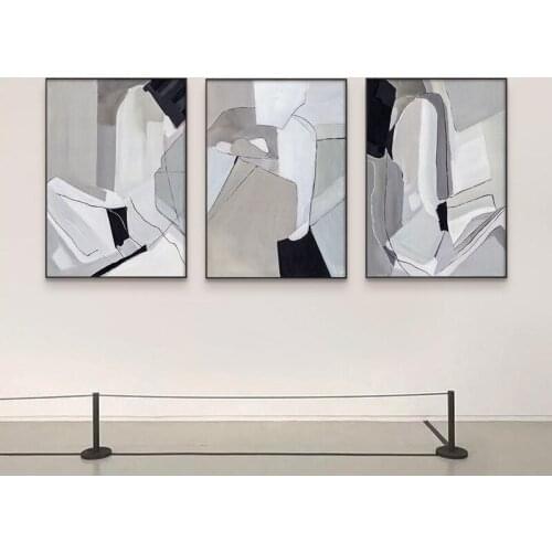 Modern Minimalist Style Abstract Home Decoration Black and White Gray Art Porch Living Room Frameless Printing Hanging Painting
