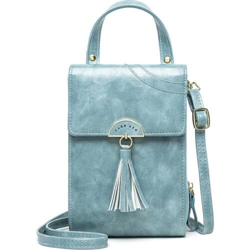 Bag for Women 2021 Korean Fashion Female Tassel Shoulder Crossbody Bag Genuine Leather Luxury Ladies Handbag and Phona Wallets