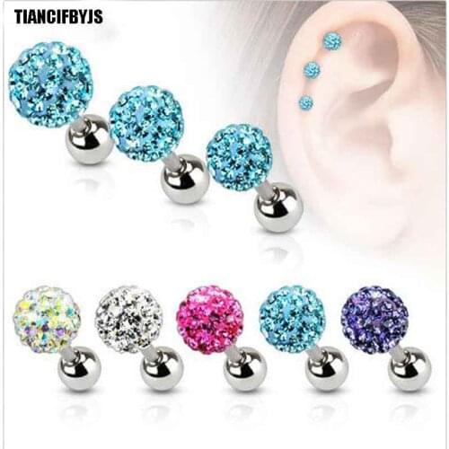 TIANCIFBYJS 1pcs Tragus Piercing Ear Cartilage Earring 316L steel Body Jewelry Helix Daith Ear Piercing For Woman Labret Lip Bar
