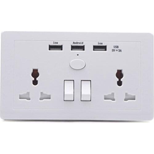 20PCS Universal Wall Socket 3 USB Plug Switch Power Supply Plate 3000mA Charger Electric Socket Outlet Adapter Plug