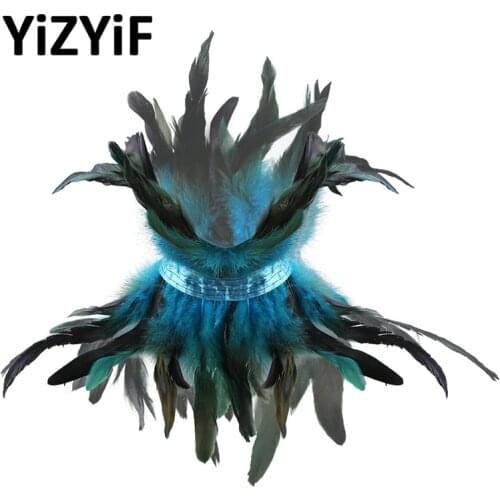 Feather Collar Victorian Gothic Natural Feather Choker Collar Shrug Shawl Shoulder Wrap Cape with Ribbon Ties Costume Decoration