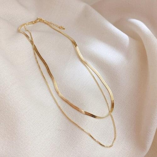 2021 Korean Necklace Female Super Fairy Temperament Wild Double Layer Overlap Necklace Clavicle Chain Jewelry