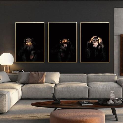 Animal Art Monkey Gorilla Pictures Wall Art Posters Prints Canvas Painting Wall Pictures For Living Room Home Wall Cuadros Decor