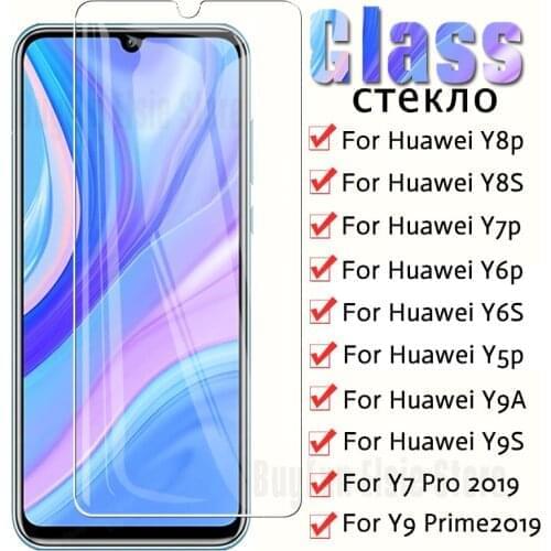 1/2PCS Tempered glass on the for huawei Y8p Y8S Y7p Y7a Y6p Y6S Y5p Y9a Y9S Y9 Prime Y7 Y6 Pro 2019 film screen protector glass