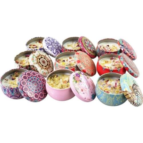 1PC 2.2oz Strong Fragrance Aroma Soy Wax Candles Portable Travel Tin Jar Flowers Scented Candles Gift for Home Scented Decor