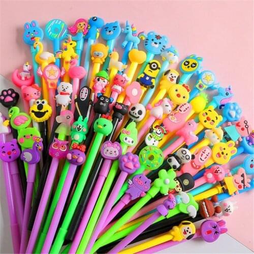 20pcs/Set Cute Cartoon 0.5 Black Gel Pen Set Lucky Random Partten Pens Kawaii Stationery School Office Supplies Signature Pens