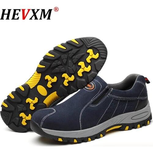 2021 Men Safety Work Shoes Fashion Breathable Steel Toe Slip On Casual Shoe Mens Labor Insurance Puncture Proof Boots Male