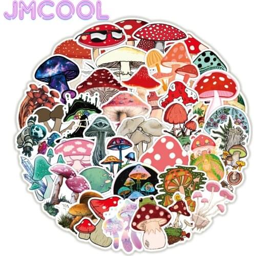 50 PCS Cute Mushroom Plant Cute Sticker For Book Suitcase Guitar Skateboard Waterproof Cute Decals Stickers Toys