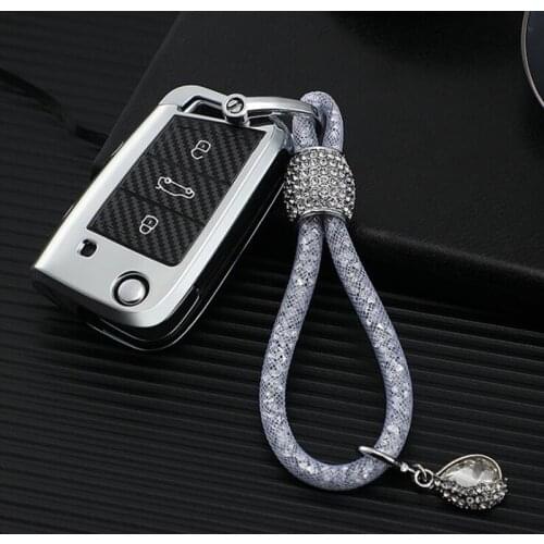 Carbon fiber + TPU Car Key Case For VW Golf 7 MK7 Polo Seat Leon Skoda Octavia Tiguan MK2 3 Buttons Folding Keychain Bag Remote