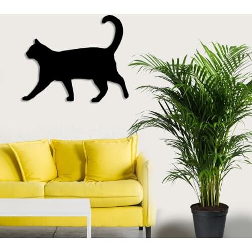 Cute Cat Walking Left Wall Room Home Accessory Accessory Wooden Table 50x40cm