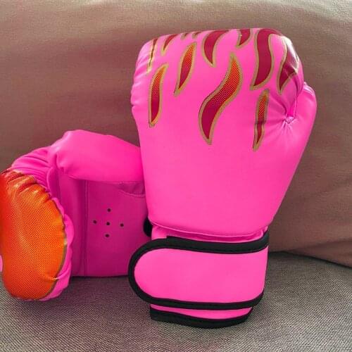 Kids Children Boxing Gloves Professional Flame Mesh Breathable PU Leather Punching Gloves Sanda Boxing Training Fighting Glove
