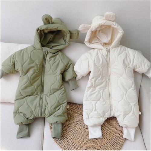 Dibeberabbit Winter Baby Romper Jumpsuit Fleece Newborn Baby Boys Clothes Thick Warm Toddler Girls Snowsuit Hooded Boys Playsuit