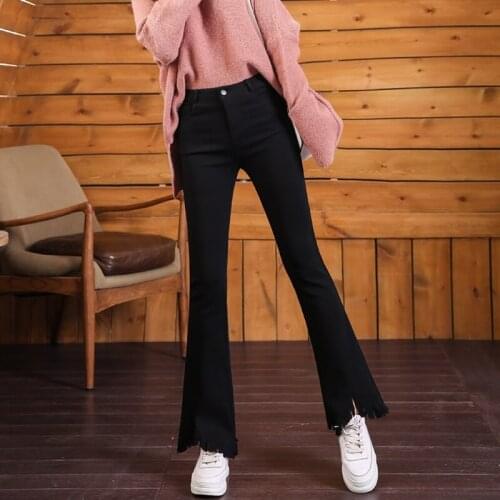 ZHOUTAYLOR Jeans Woman Fashion Korean Ankle-Length Bottoms Femme Flare Pants Casual Loose Autumn New 2021 Female Trousers S0286