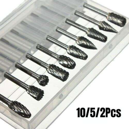 10/5/2pc Shank Tungsten Carbide Milling Cutter Rotary Tool Burr Double Diamond Cut Rotary Dremel Tool Wood Electric Grinding