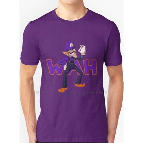 Wah T Shirt 100% Pure Cotton Nintendo Waluigi Wah Smash Bros Super Wario Nes Snes N64 Gamecube Wii U Switch 3ds Gameboy Tennis