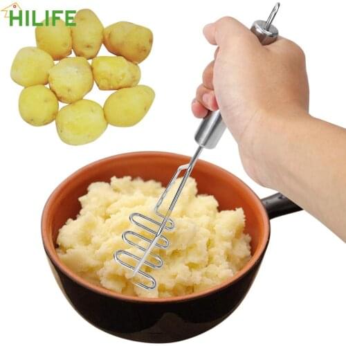 HILIFE Stainless Steel Durable Wave Shape Potato Masher Kitchen Tool Potato Crusher 24cm