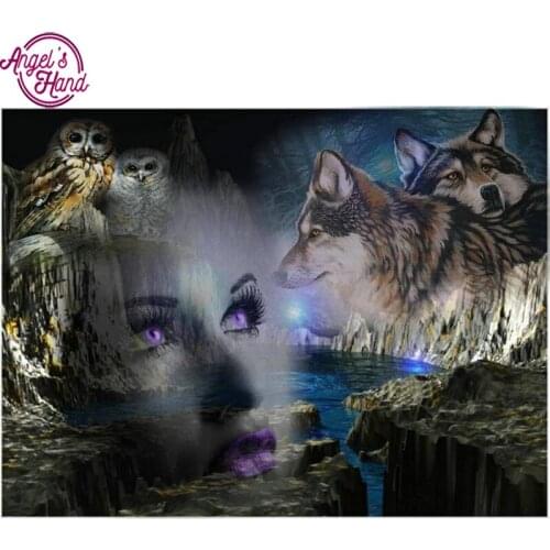 DIY Diamond embroidery girl wolf icon 5d diamond painting cross stitch owl diamond mosaic sale painting rhinestones Home decor