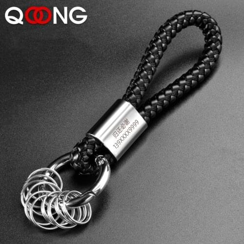 High-Grade Hand Woven Leather Car Key Chain 360 Degree Rotating Horseshoe Buckle Jewelry Key Rings Holder Bag Charms Pendant S60