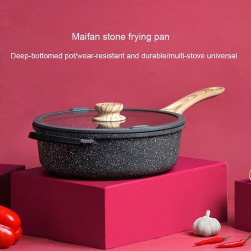 Kitchen Wok Medical Stone Non-stick Frying Pan 24/28CM Pancake Steak Pan No Fumes Kitchen Cookware Use for Gas Induction Cooker