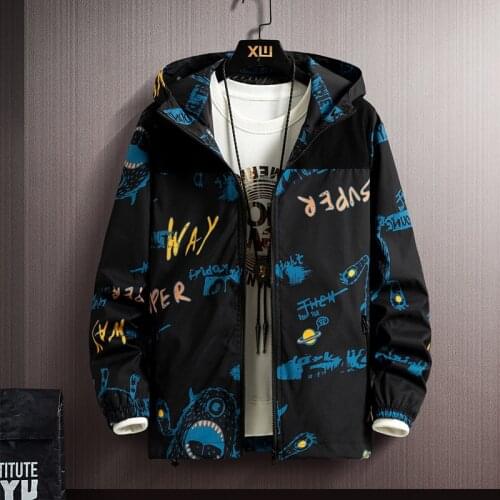 Fashion Brand Spring Autumn Men Casual Streetwear Floral Hoodie Jacket Man Waterproof Clothes Mens Windbreaker Coat Male Outwear