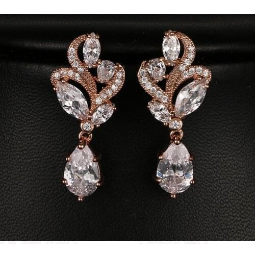 SLBRIDAL Fashion Jewelry Bijoux Anti-allergic Girls Cubic Zircon Earring Charm Water Drop Earring Women Dangle Wedding Earring