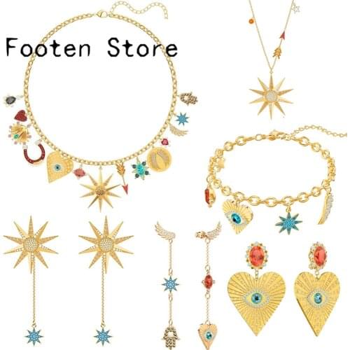 SWA Fashion Ladies Jewelry LUCKY GODDESS Series Sun Heart Jewelry Set Lady Earring Necklace Bracelet Romantic Jewelry For Women