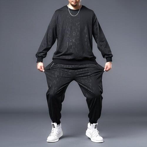 Plus Size 7XL 6XL 5XL Suit Men 2021 Casual Tracksuit Mens Man Set Pant Suits Solid Long Sleeved Male Clothing Hoodie+Pants