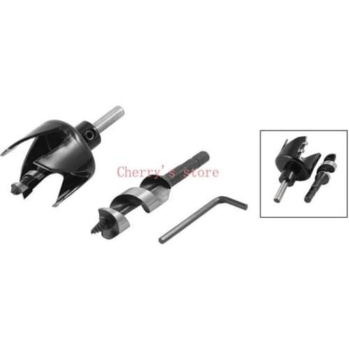 Lock Installation Kit Black Metal Hole Saw w Auger Bit Hex Spanner