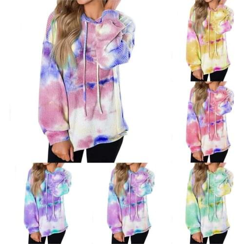 2021 NEW Fashion Women Sweatshirts Ladies Long Sleeve Casual Hooded Womens Tie-Dye Hood Hoodies Pullover Clothes Sweatshirts
