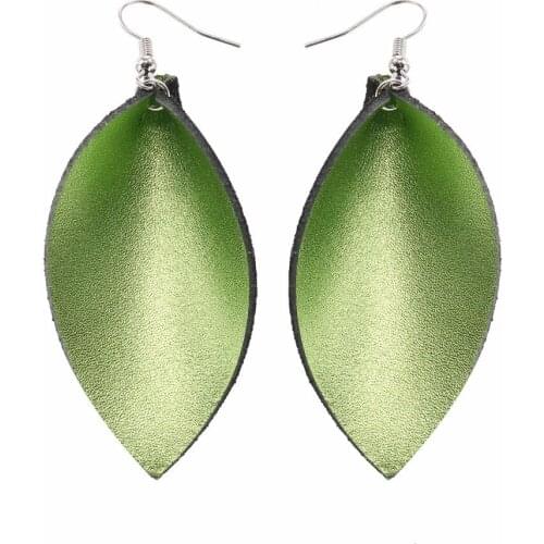 New Leaf Shape Pu Leather Earrings for Women Sequins Looking Various MultiColors Boho Simple Pendants Drop Earrings