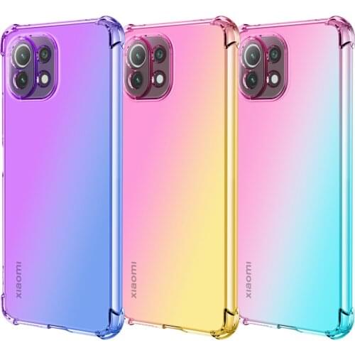 Luxury Gradient Transparent Shockproof Case For Xiaomi M11 Pro Mi11 Lite Air Bag Shockproof Protective Funda For Mi11 Ultra