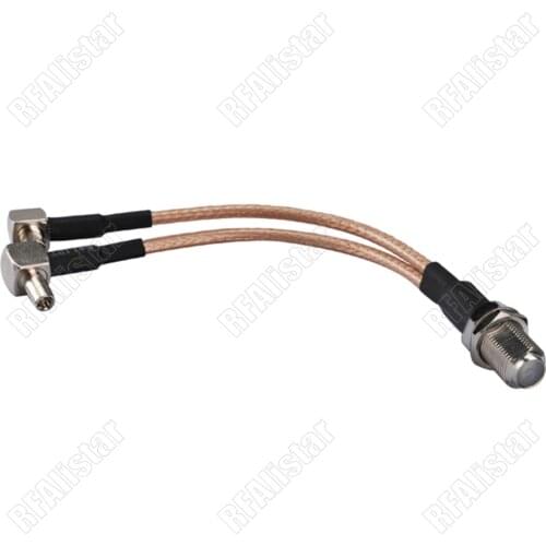 F Female Jack Bulkhead to Y Type 2 x TS9 Male Plug Connector RA Splitter Combiner Pigtail Cable RG316 15cm/20cm/30cm/50cm/1Meter