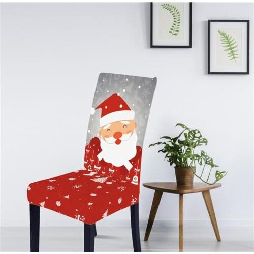 Christmas Chair Cover Happy Santa Claus Snowman Reindeer Dining Printed Chair Seat Mat for Home Party Decor Christmas Decoration