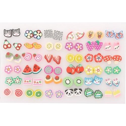 102set Colorful Stud Earrings Sets For Women Girls Flower Round Heart Small Plastic Earring Jewelry